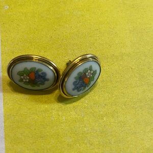 Lenox Gold and Blue Oval Earrings